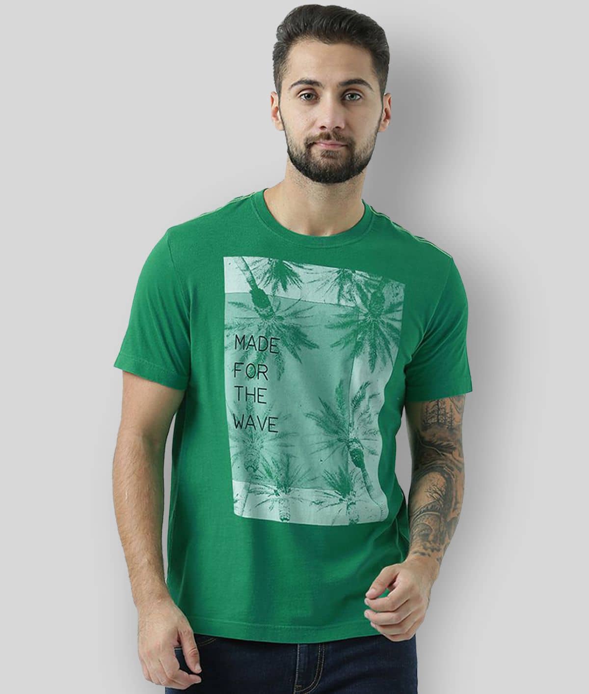 Huetrap Pack of 1 Cotton Regular Fit Men's T-Shirt ( Green )