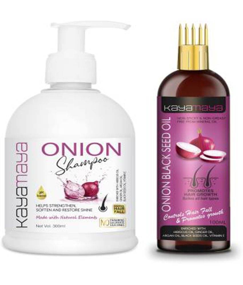 Kayamaya Onion Shampoo and Onion Oil for Hair 400 mL Pack of 2 Kayamaya Onion Shampoo and Onion Oil for Hair 400 mL Pack of 2