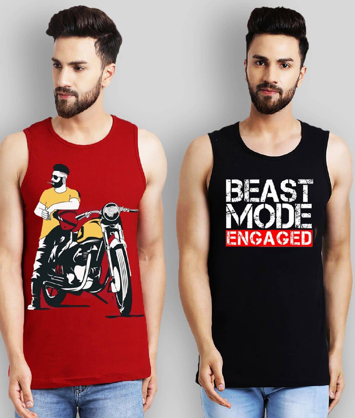 Leotude Pack of 2 Cotton Regular Fit Men's T-Shirt ( Multicolor )