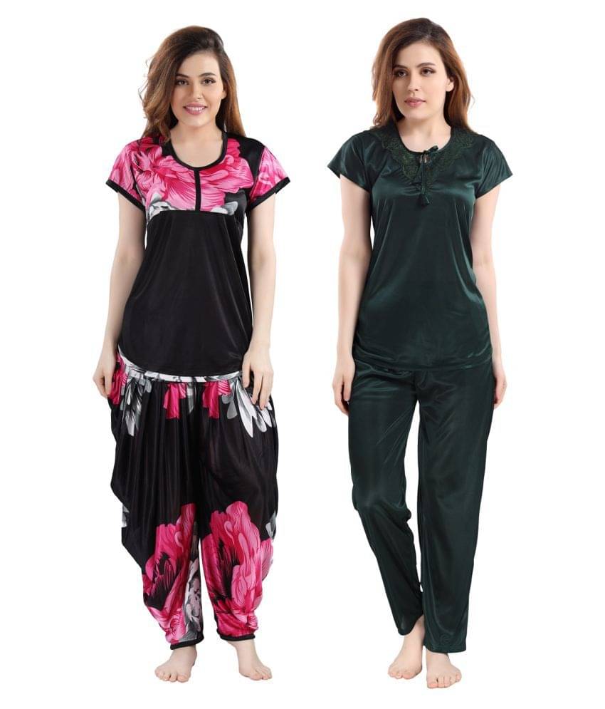     			Romaisa Satin Nightsuit Sets - Multi Color Pack of 2