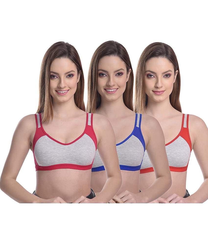 Softskin Pack of 3 Poly Cotton Non Padded Women's Seamless Bra ( Multi Color )