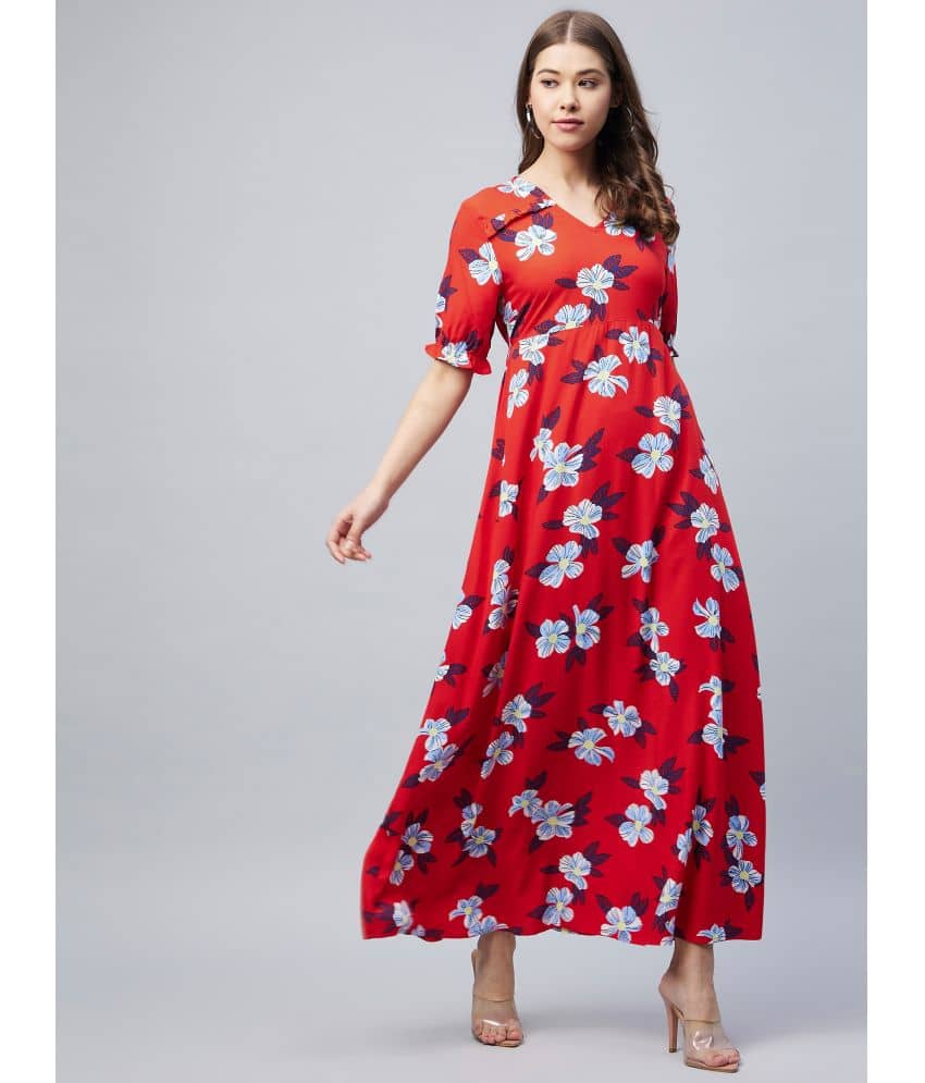 StyleStone Women Rayon A-line Dress ( Red )