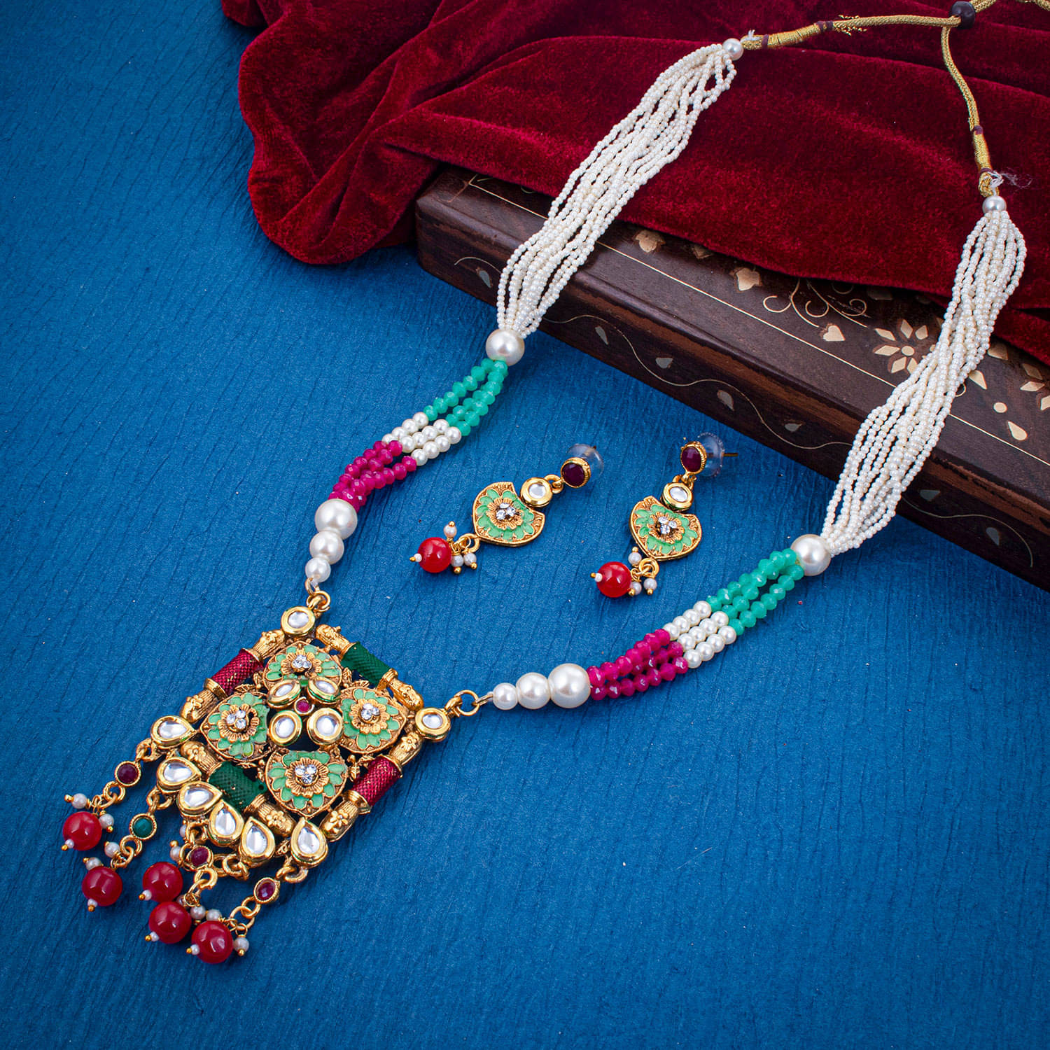     			Sukkhi Alloy Multi Color Traditional Necklaces Set Long Haram