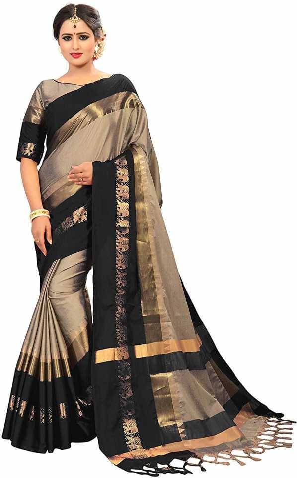     			fab woven Cotton Blend Self Design Saree With Unstitched Blouse Piece ( Grey )