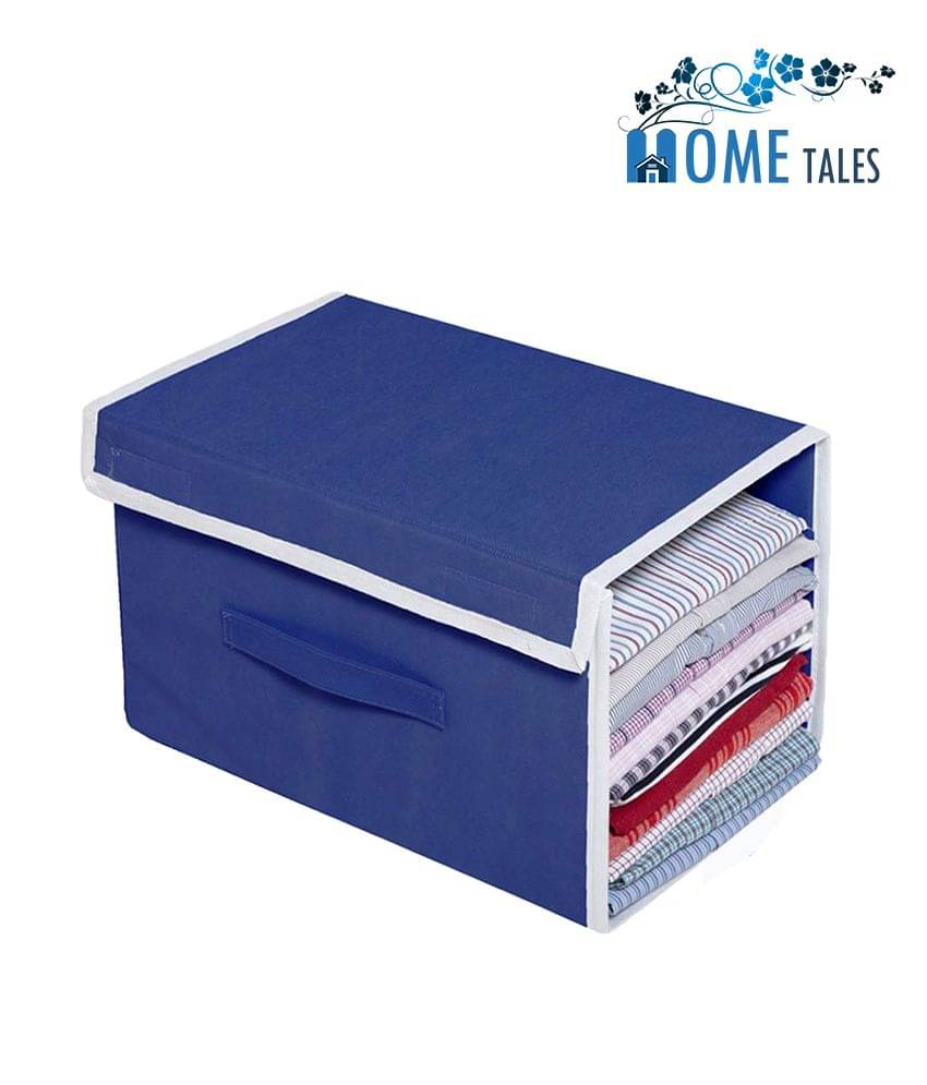     			Non-Woven Shirt Stacker & Cloth Organizer with Cover Lid,Blue
