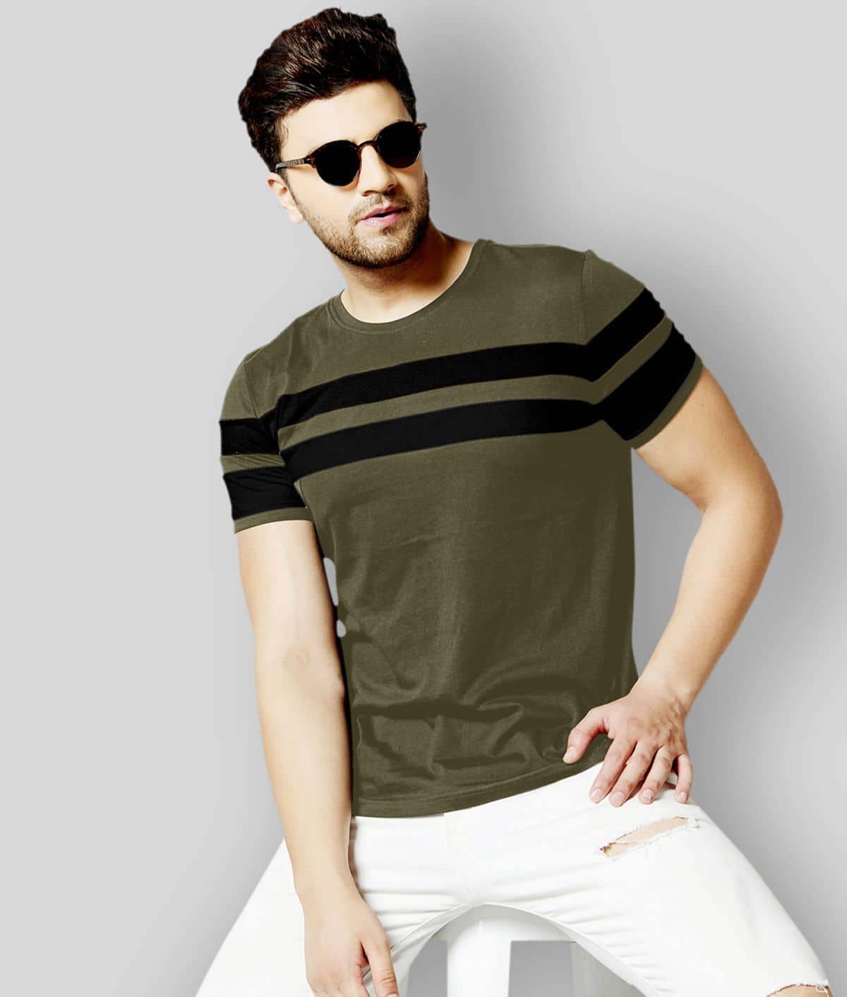 AUSK Pack of 1 Cotton Blend Regular Fit Men's T-Shirt ( Multicolor )
