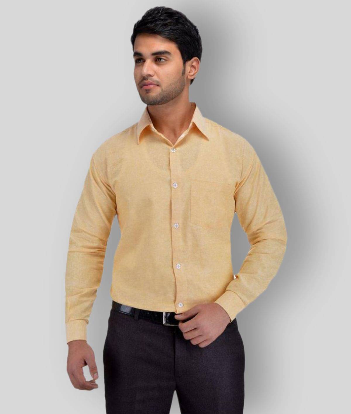 DESHBANDHU DBK - Beige Cotton Regular Fit Men's Formal Shirt (Pack of 1) DESHBANDHU DBK - Beige Cotton Regular Fit Men's Formal Shirt (Pack of 1)