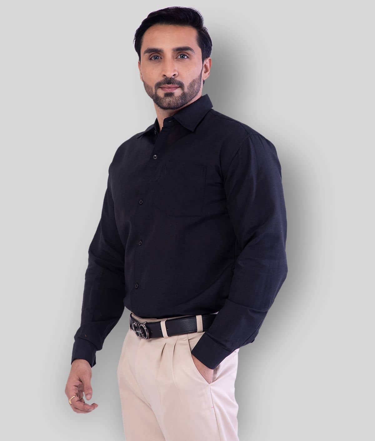 DESHBANDHU DBK - Black Cotton Regular Fit Men's Formal Shirt (Pack of 1)