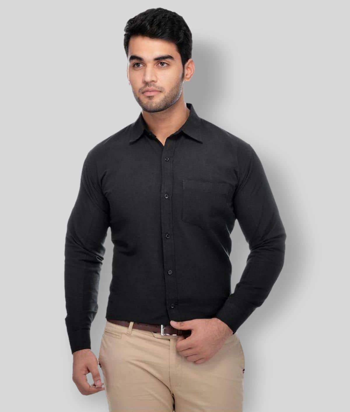 DESHBANDHU DBK - Black Cotton Regular Fit Men's Formal Shirt (Pack of 1)