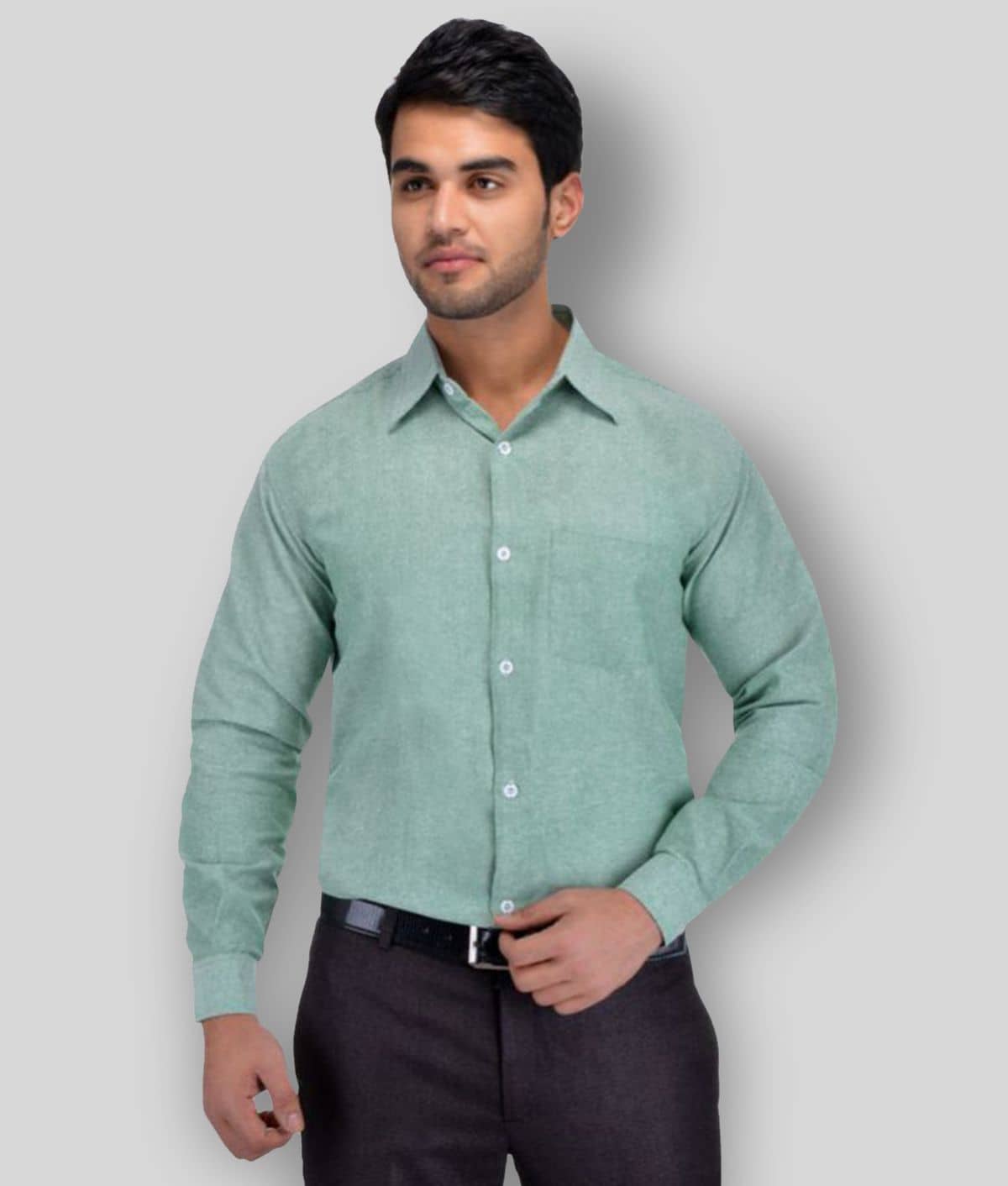 DESHBANDHU DBK - Green Cotton Regular Fit Men's Formal Shirt (Pack of 1)