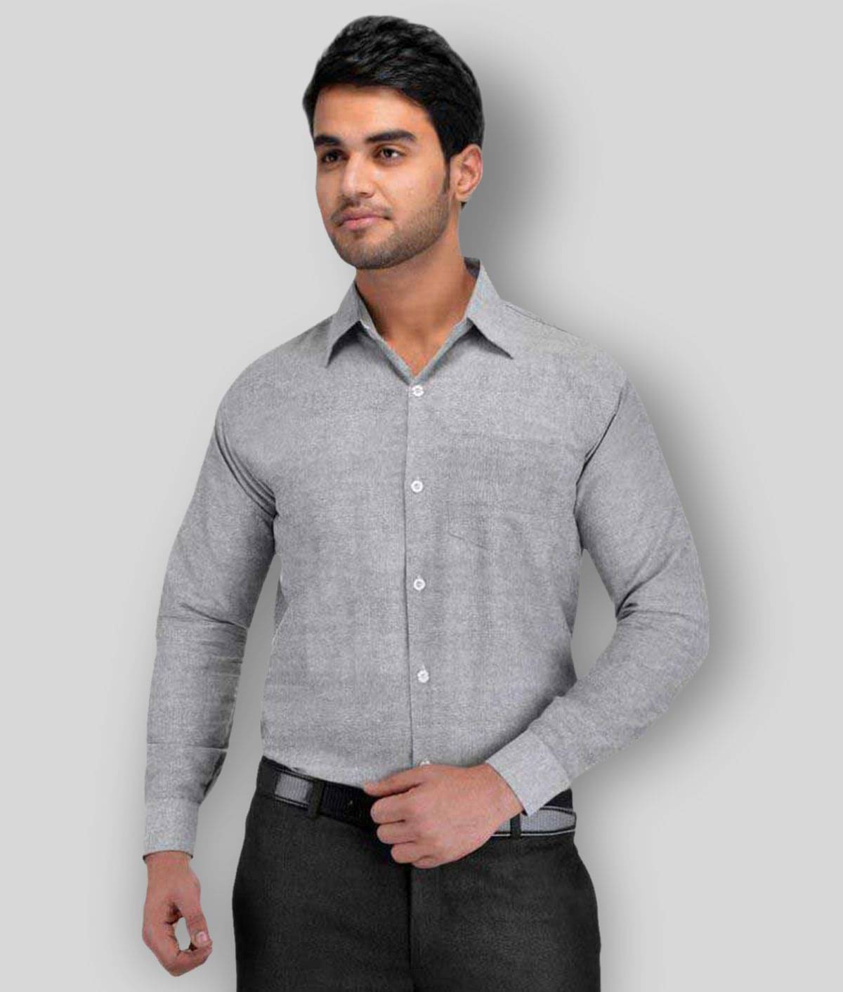 DESHBANDHU DBK - Grey Cotton Regular Fit Men's Formal Shirt (Pack of 1) DESHBANDHU DBK - Grey Cotton Regular Fit Men's Formal Shirt (Pack of 1)