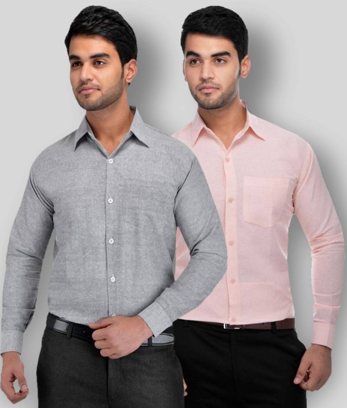     			DESHBANDHU DBK - Multicolor Cotton Regular Fit Men's Formal Shirt (Pack of 2)