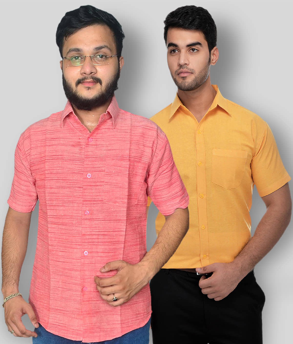 DESHBANDHU DBK - Multicolor Cotton Regular Fit Men's Formal Shirt (Pack of 2)