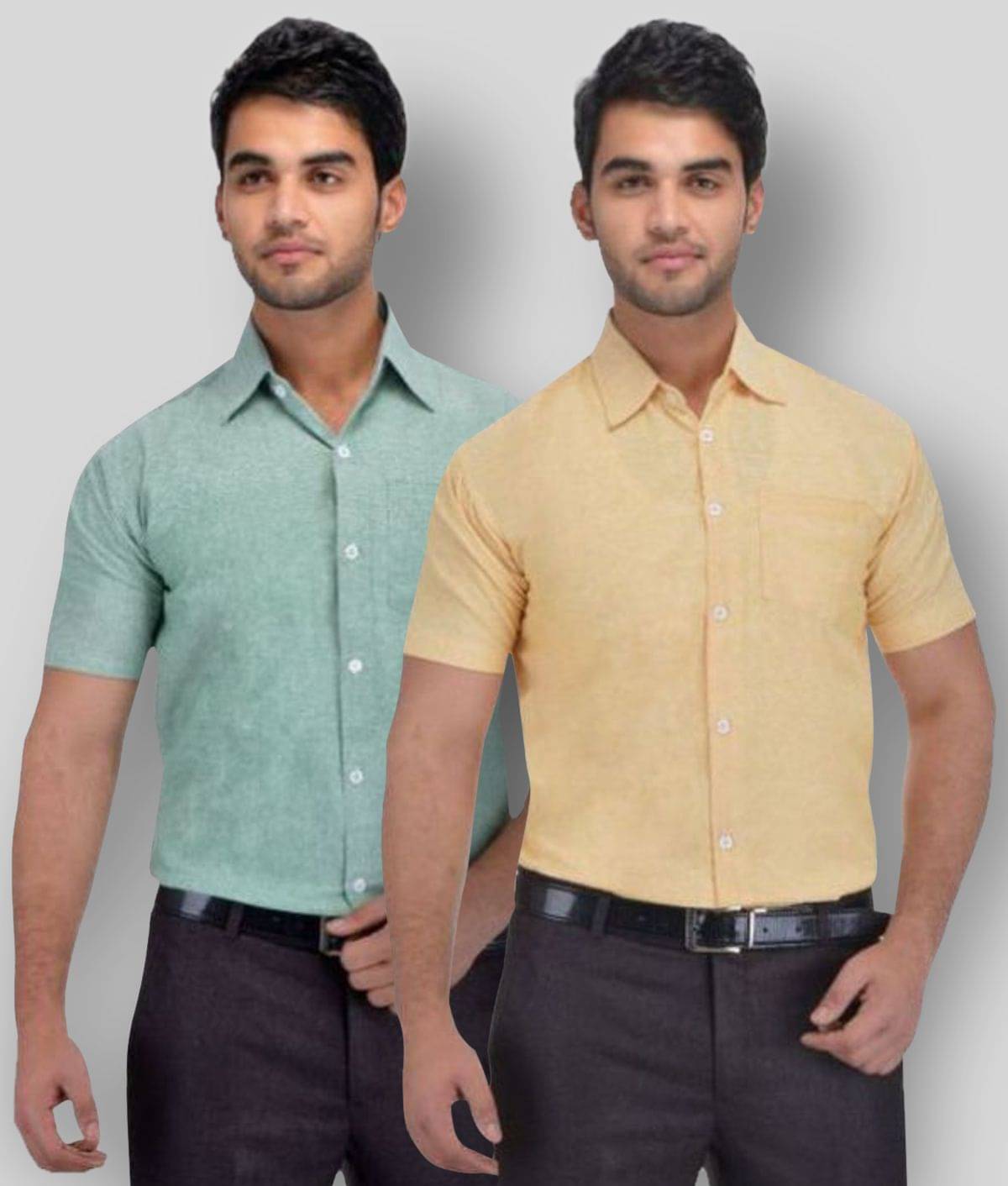     			DESHBANDHU DBK - Multicolor Cotton Regular Fit Men's Formal Shirt (Pack of 2)