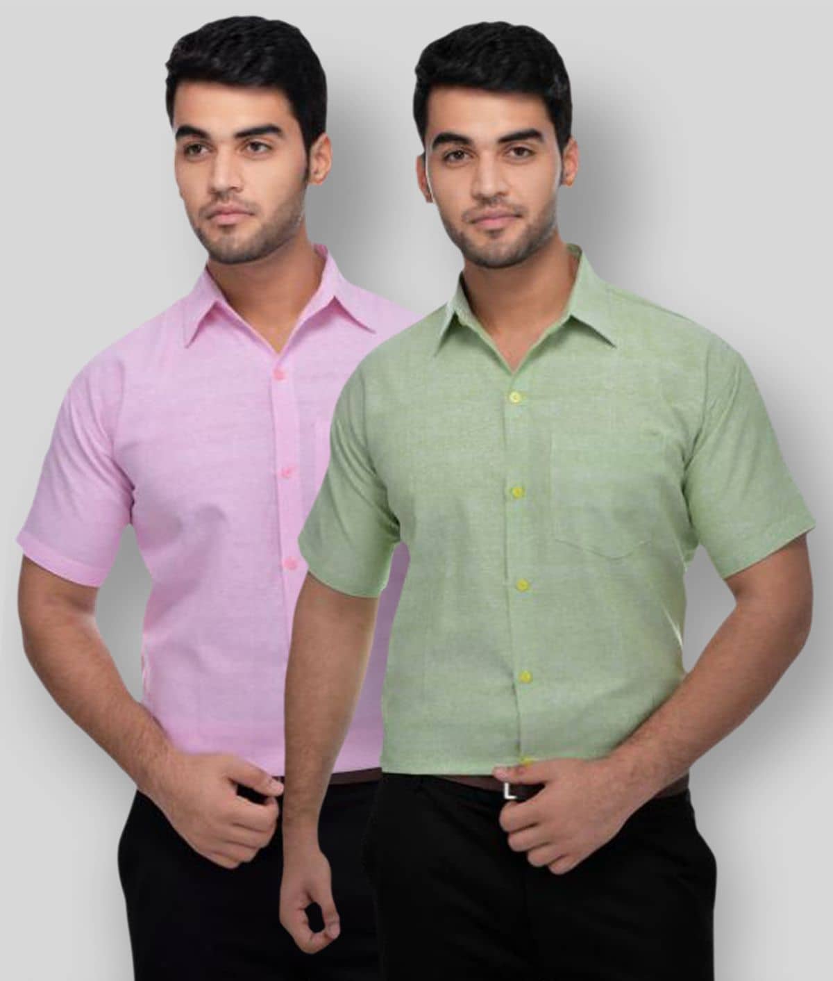 DESHBANDHU DBK - Multicolor Cotton Regular Fit Men's Formal Shirt (Pack of 2)