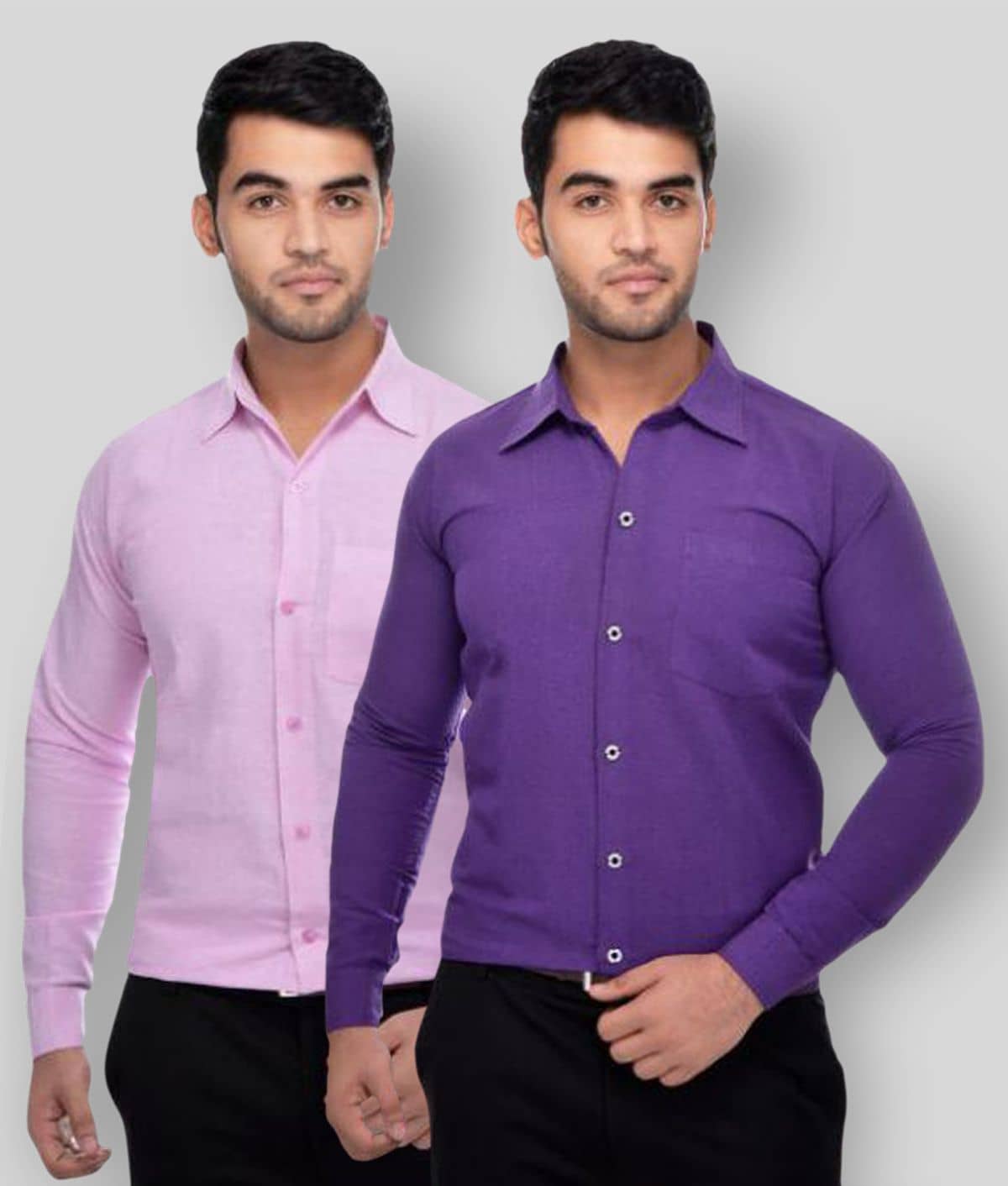 DESHBANDHU DBK - Multicolor Cotton Regular Fit Men's Formal Shirt (Pack of 2)