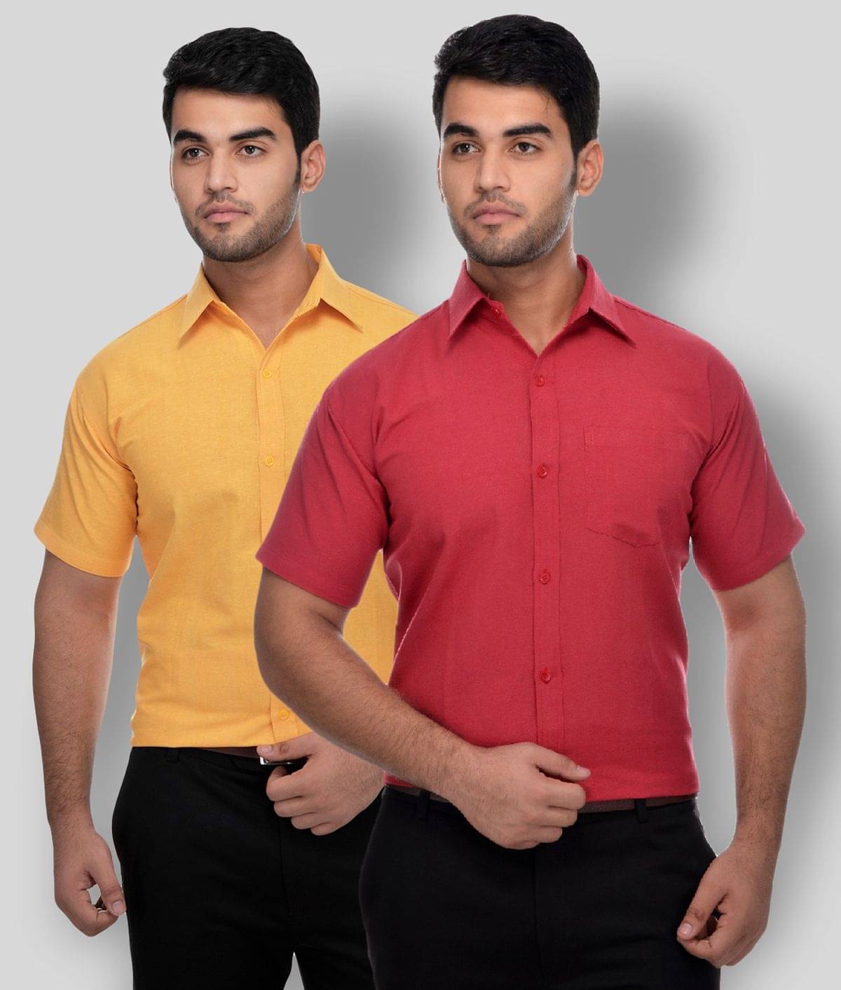     			DESHBANDHU DBK - Multicolor Cotton Regular Fit Men's Formal Shirt (Pack of 2)