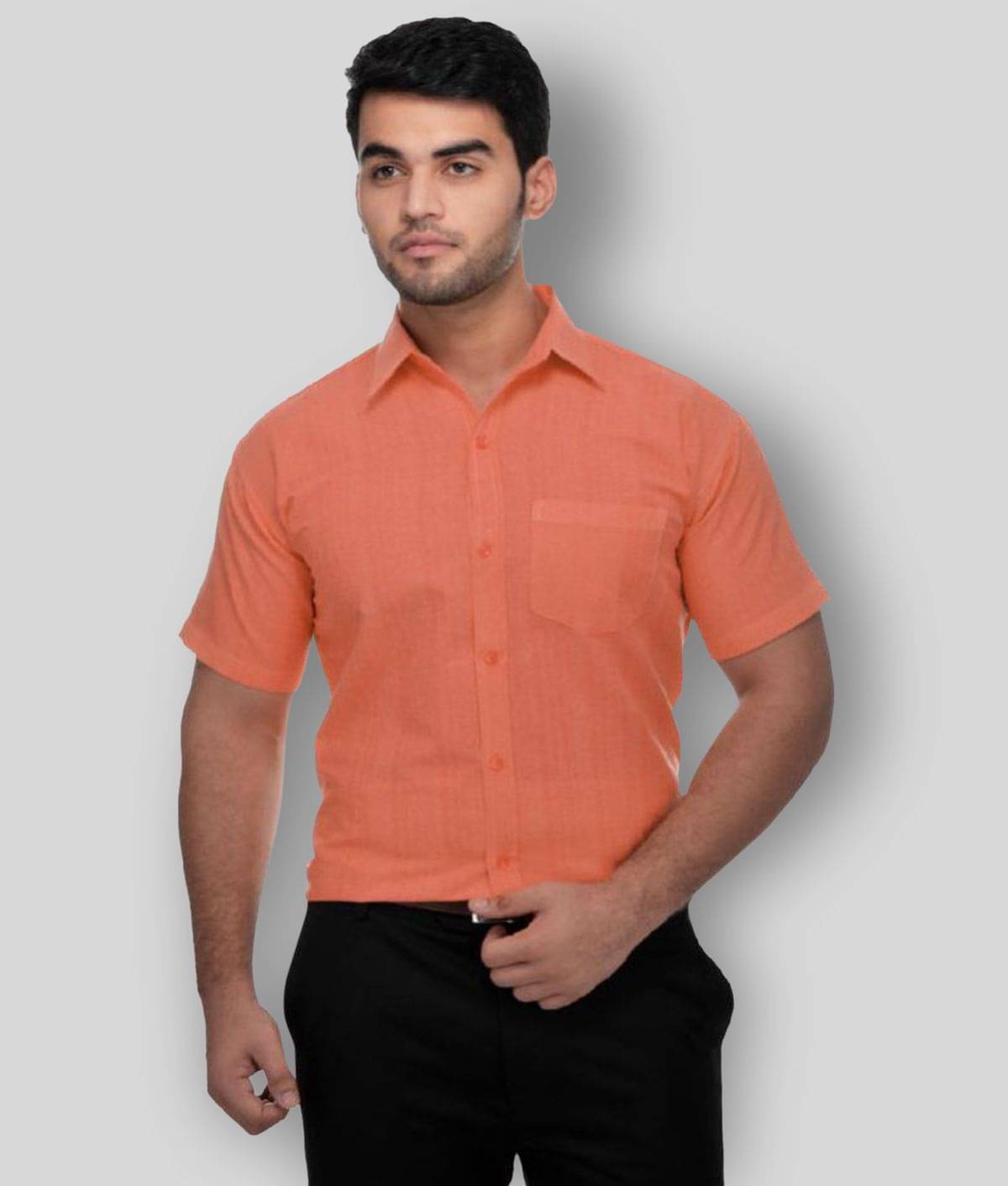 DESHBANDHU DBK - Orange Cotton Regular Fit Men's Formal Shirt (Pack of 1) DESHBANDHU DBK - Orange Cotton Regular Fit Men's Formal Shirt (Pack of 1)