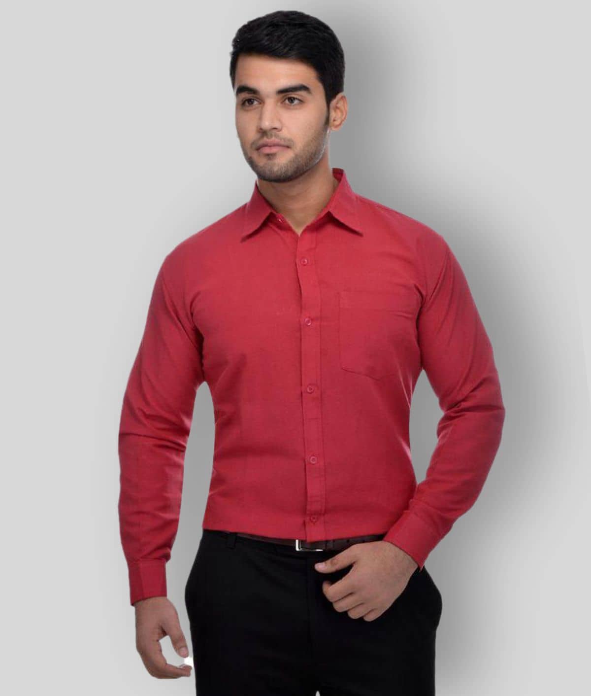 DESHBANDHU DBK - Red Cotton Regular Fit Men's Formal Shirt (Pack of 1)