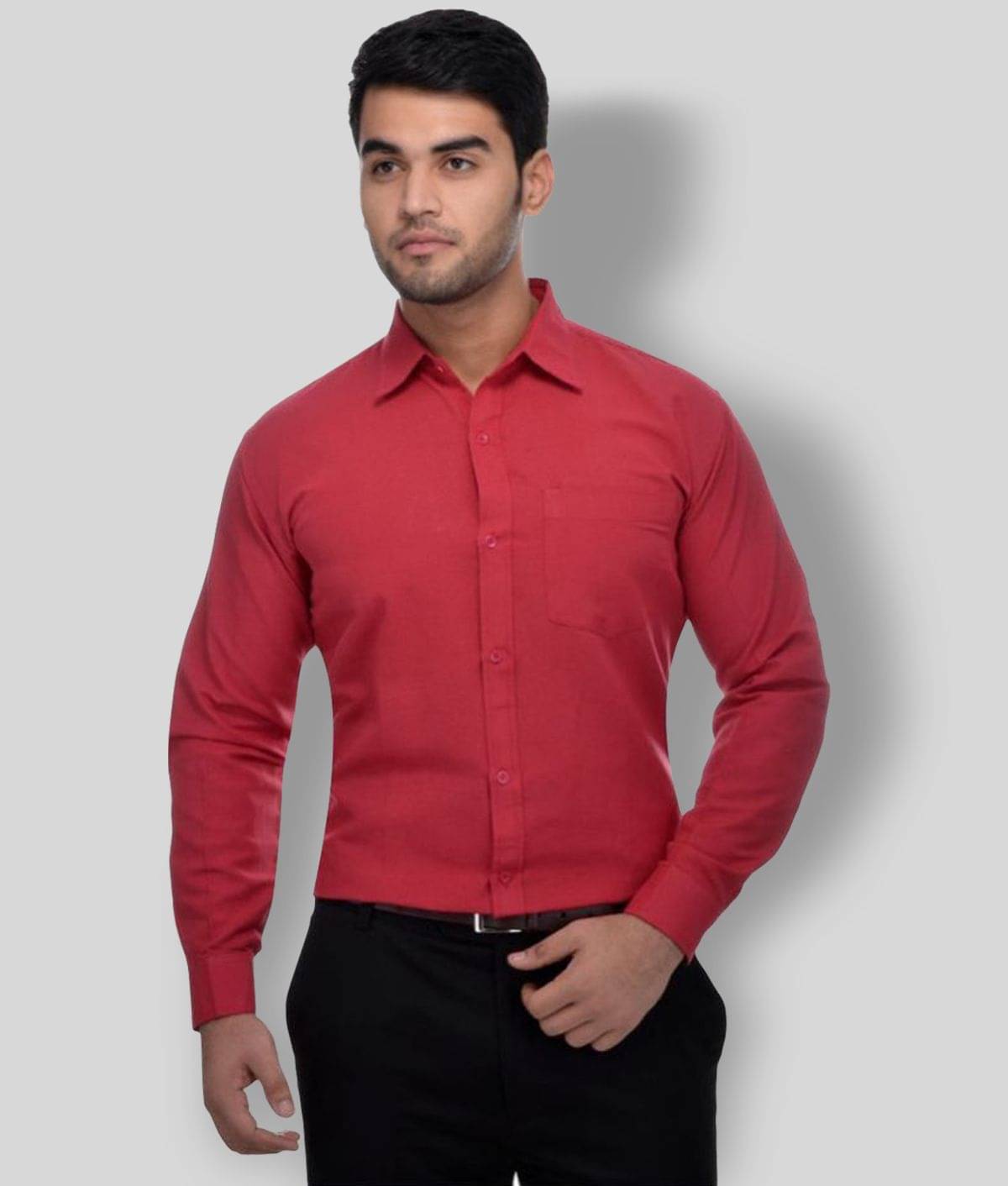 DESHBANDHU DBK - Red Cotton Regular Fit Men's Formal Shirt (Pack of 1) DESHBANDHU DBK - Red Cotton Regular Fit Men's Formal Shirt (Pack of 1)