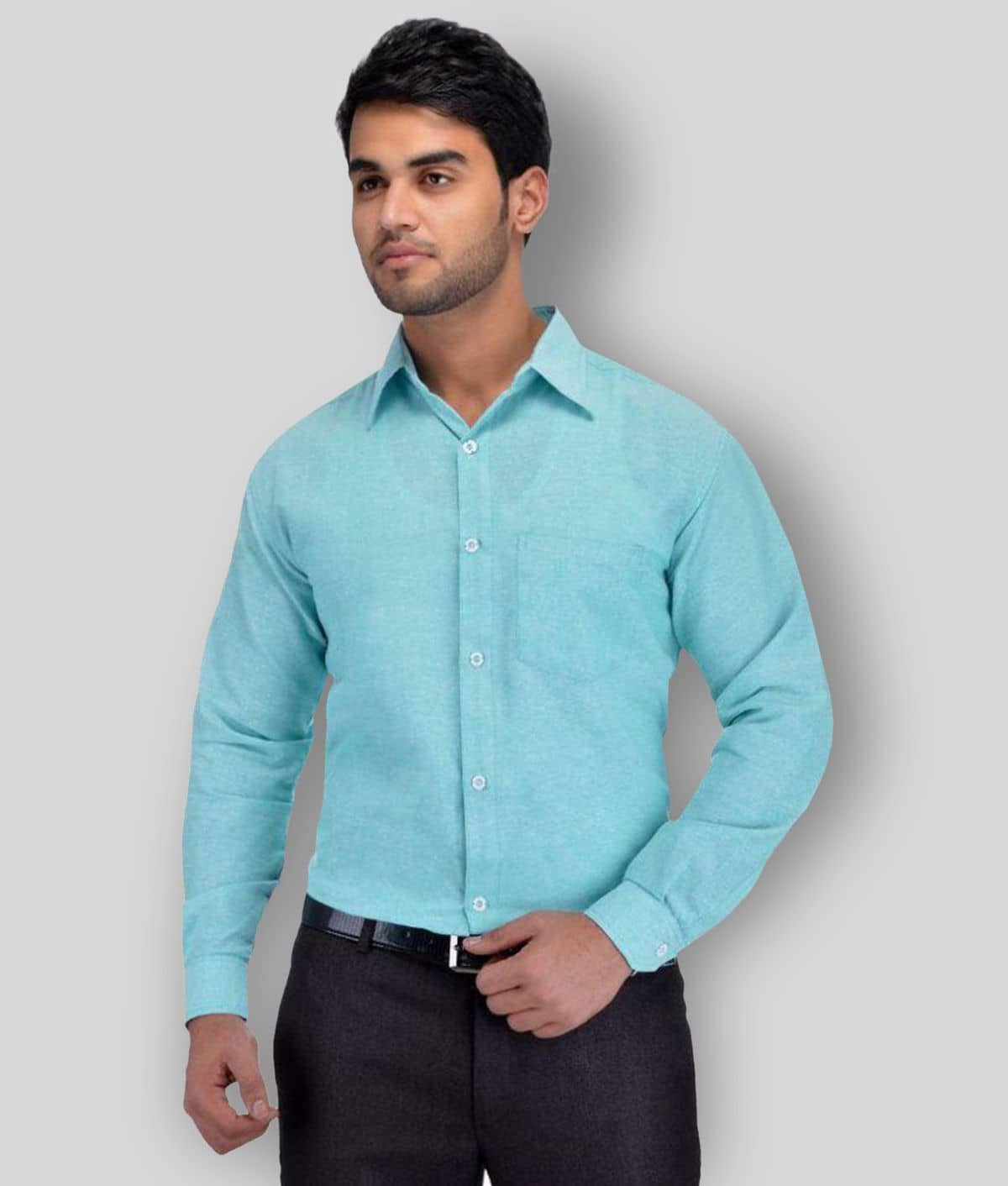 DESHBANDHU DBK - Turquoise Cotton Regular Fit Men's Formal Shirt (Pack of 1)