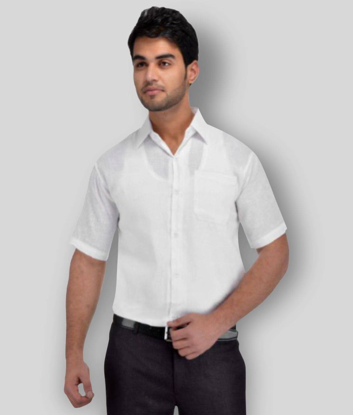 DESHBANDHU DBK - White Cotton Regular Fit Men's Formal Shirt (Pack of 1) DESHBANDHU DBK - White Cotton Regular Fit Men's Formal Shirt (Pack of 1)