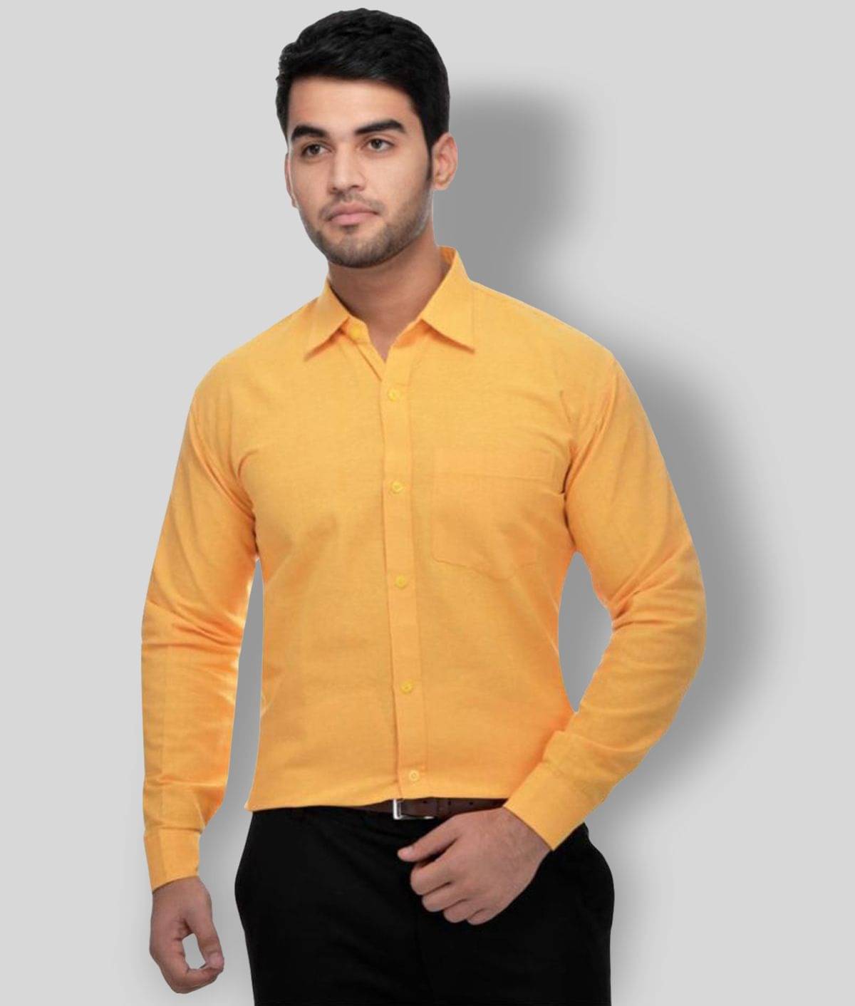 DESHBANDHU DBK - Yellow Cotton Regular Fit Men's Formal Shirt (Pack of 1)     			DESHBANDHU DBK - Yellow Cotton Regular Fit Men's Formal Shirt (Pack of 1)