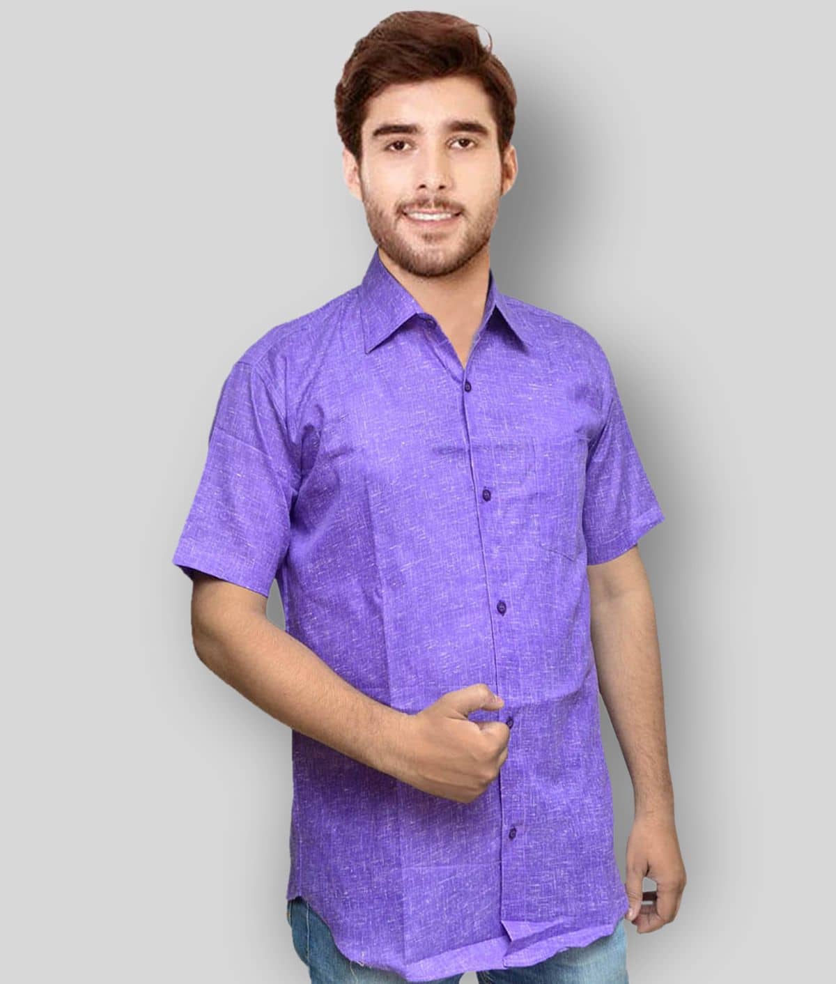DESHBANDHU DBK Linen Regular Fit Men's Formal Shirt - Purple ( Pack of 1 )