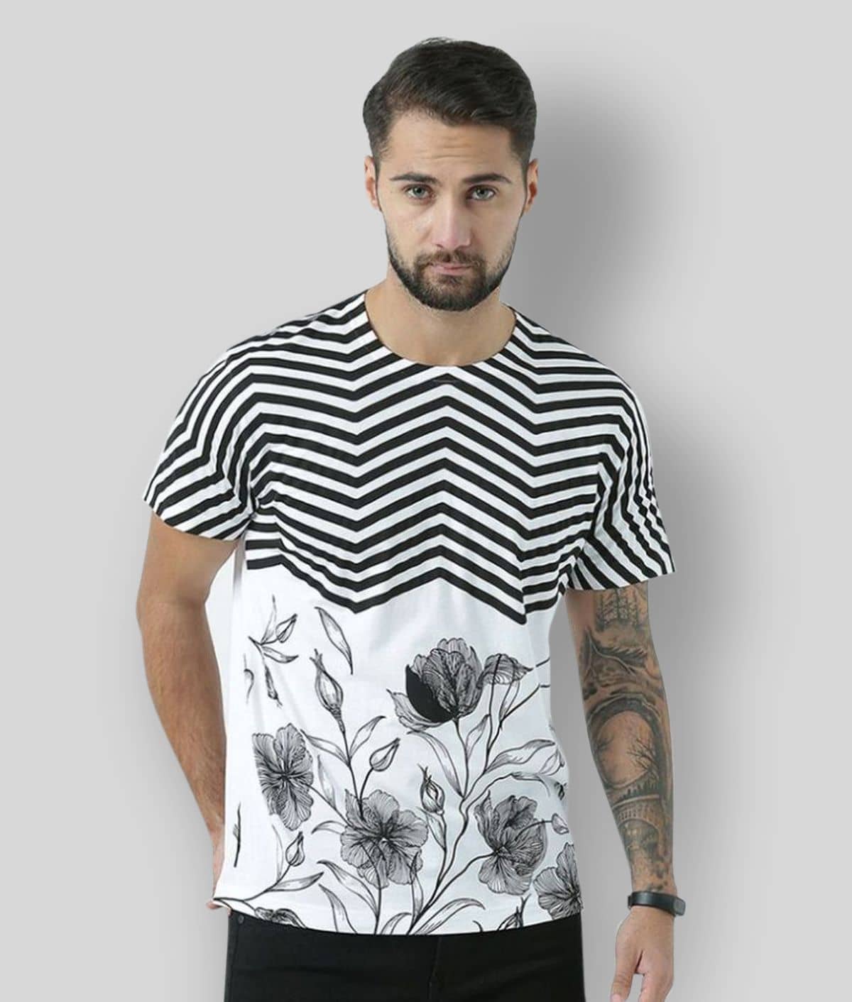 Huetrap Pack of 1 Cotton Regular Fit Men's T-Shirt ( White )