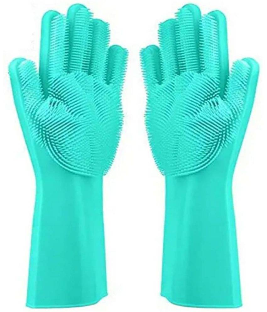     			KP Mart Silicon Dish Washing Hand Gloves for Kitchen with Brsh | Rubber Hand Gloves | Scrubbing Cleaning Washing for | Kitchen | Car | Pet Grooming | Bathroom