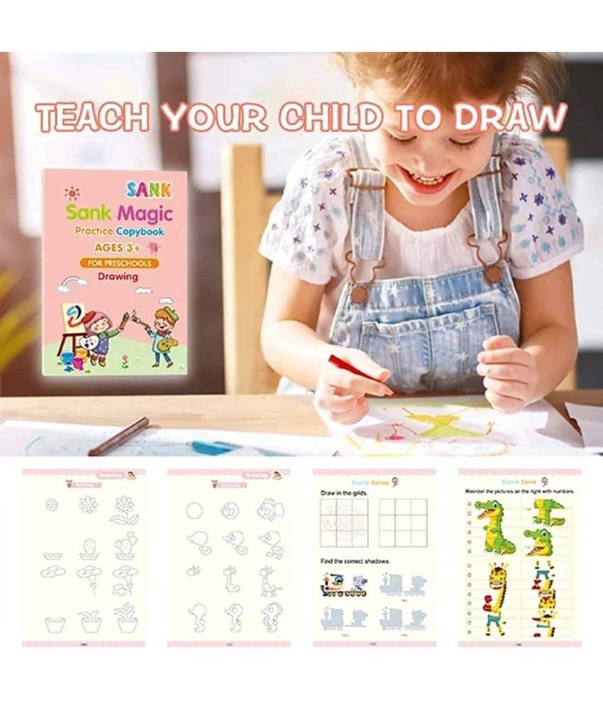 Magic Practice Copybook for Kids, Calligraphy Pens, Calligraphy Set for Beginners, Reusable Calligraphy for Kids, Handwriting Practice Copybook for Preschoolers (Four Copybook and Magic Pens) Magic Practice Copybook for Kids, Calligraphy Pens, Calligraphy Set for Beginners, Reusable Calligraphy for Kids, Handwriting Practice Copybook for Preschoolers (Four Copybook and Magic Pens)