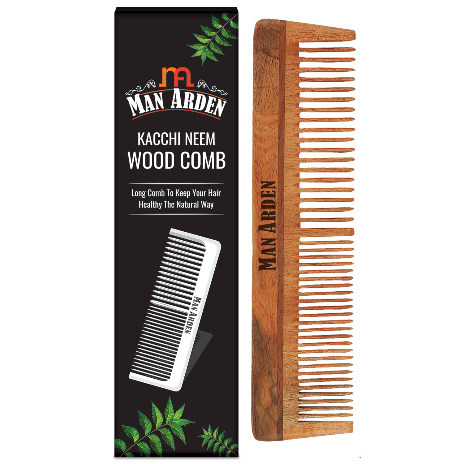     			Man Arden Natural Kacchi Neem Wood Hair Comb For Healthy Scalp