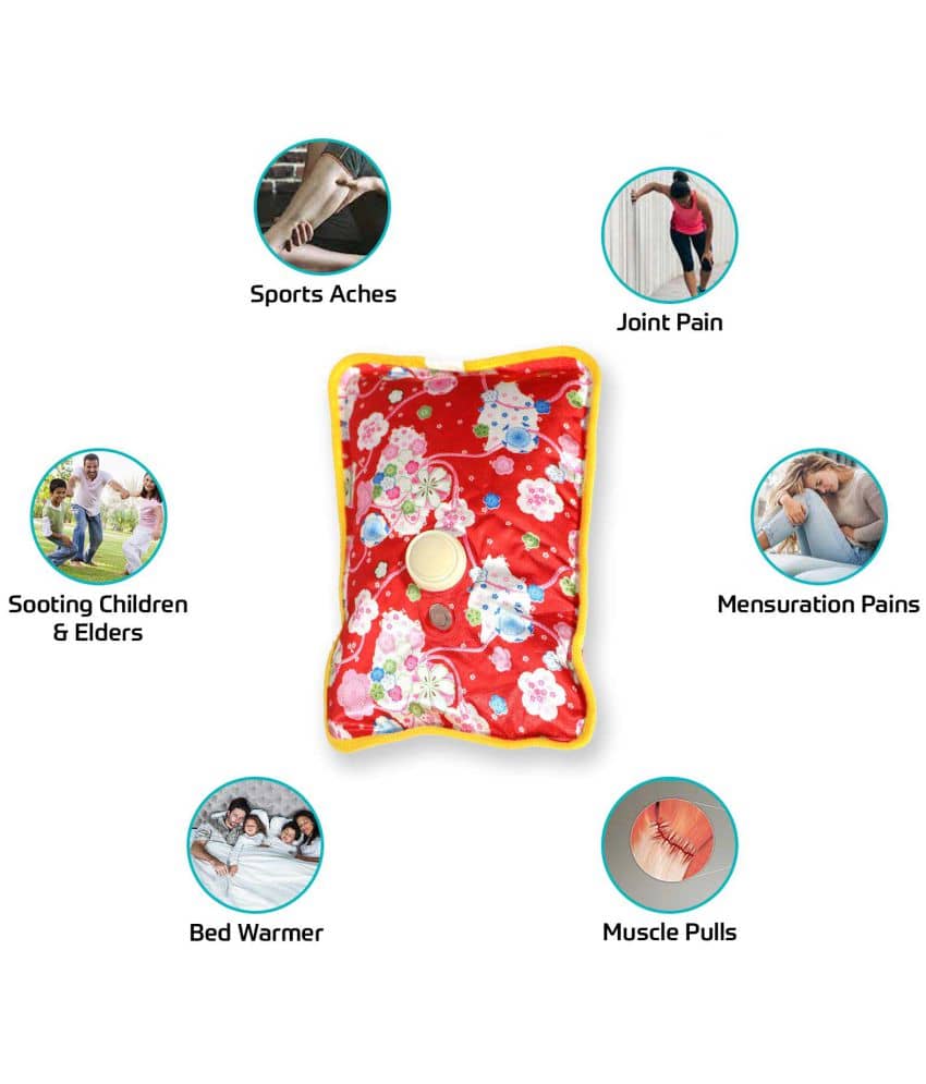 Hot Water Bag, Natural Rubber bottle heating pad non electric warm bag pain relief device (Assorted Color)