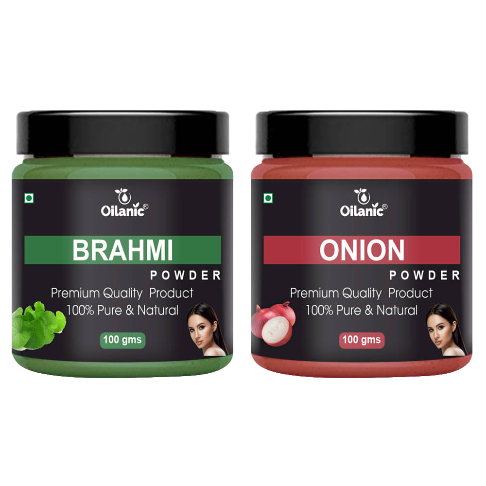 Oilanic 100% Pure Brahmi Powder & Onion Powder For Skincare Hair Mask 200 g Pack of 2     			Oilanic 100% Pure Brahmi Powder & Onion Powder For Skincare Hair Mask 200 g Pack of 2
