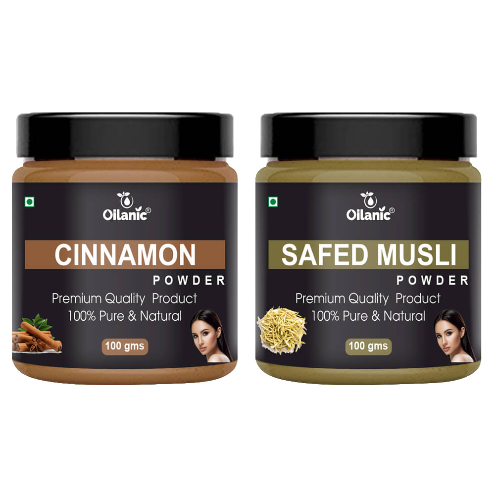 Oilanic 100% Pure Cinnamon Powder & Safed Musli Powder-Skin Hair Mask 200 g Pack of 2 Oilanic 100% Pure Cinnamon Powder & Safed Musli Powder-Skin Hair Mask 200 g Pack of 2