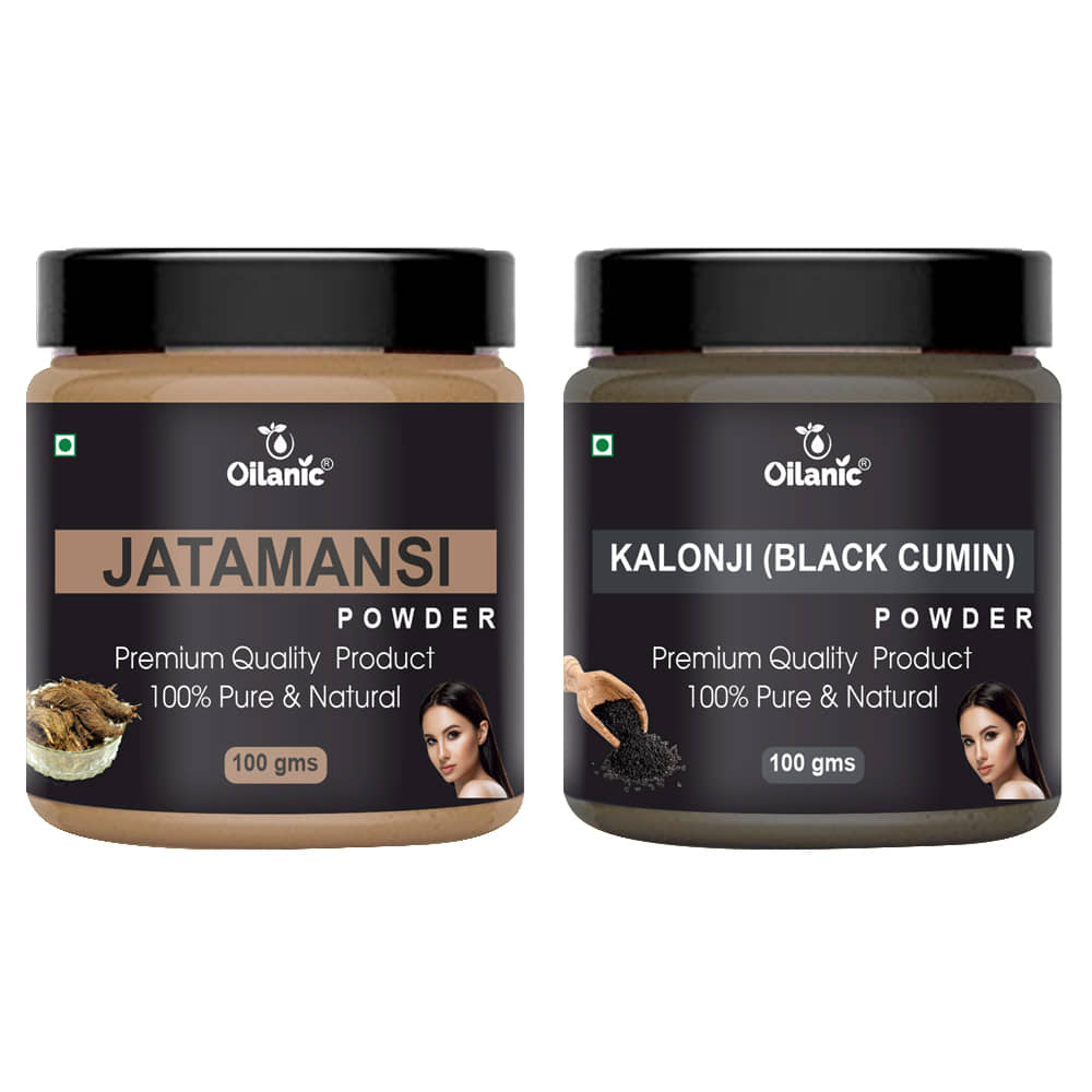 Oilanic 100% Pure Jatamansi Powder & Kalonji Powder For Skin Hair Mask 200 g Pack of 2