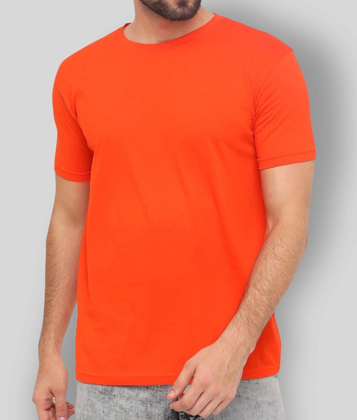 SKYRISE Pack of 1 Cotton Slim Fit Men's T-Shirt ( Orange )     			SKYRISE Pack of 1 Cotton Slim Fit Men's T-Shirt ( Orange )