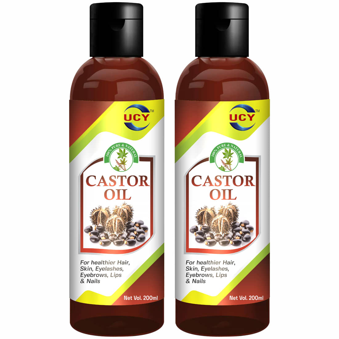 UCY Pure Castor Oil for Hair and Skin 200 mL Pack of 2