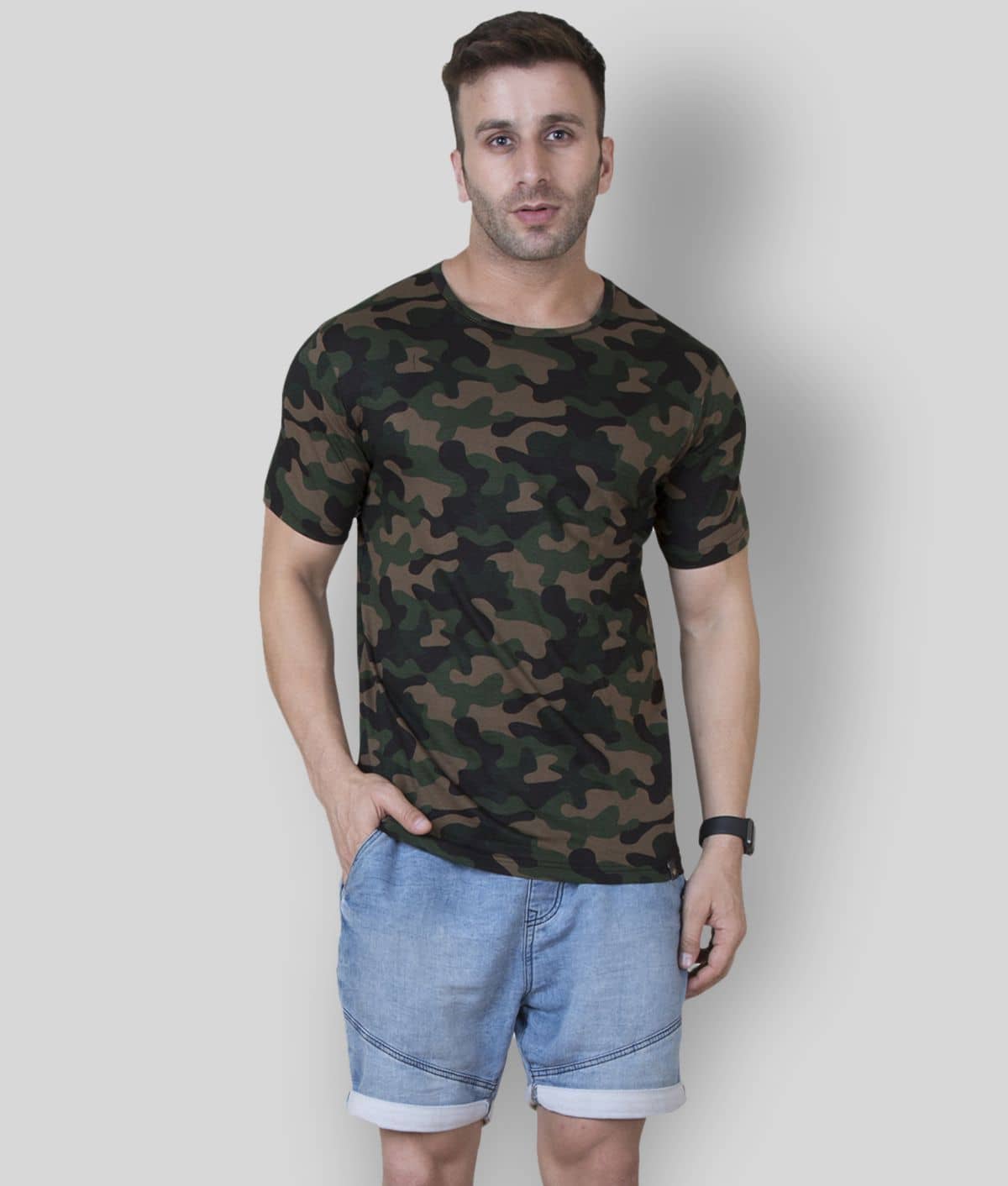 Veirdo Pack of 1 Cotton Regular Fit Men's T-Shirt ( Brown )