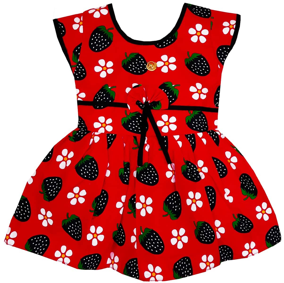 LITTLE PANDA 100% Cotton Skater For Girls ( Pack of 1 , Red )