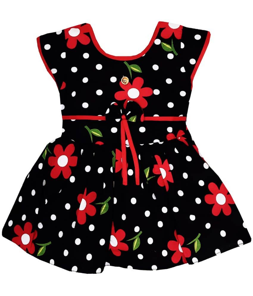 LITTLE PANDA 100% Cotton Skater For Girls ( Pack of 1 , Black )