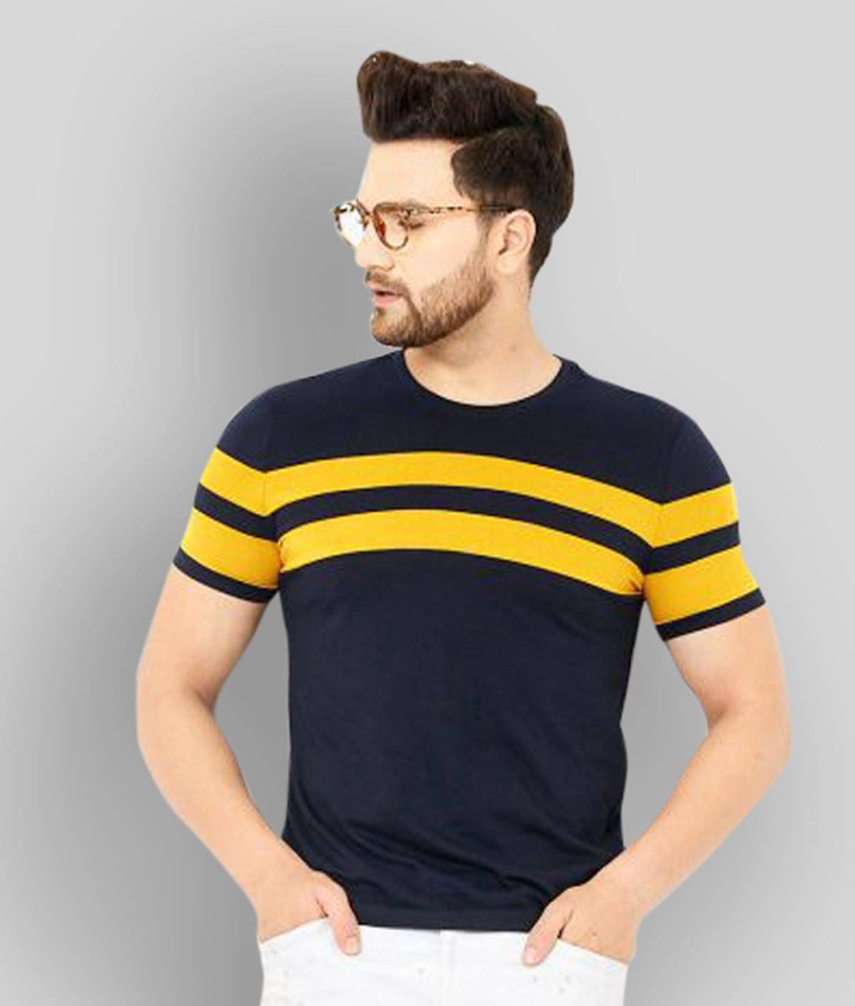     			AUSK Pack of 1 Cotton Blend Regular Fit Men's T-Shirt ( Blue )