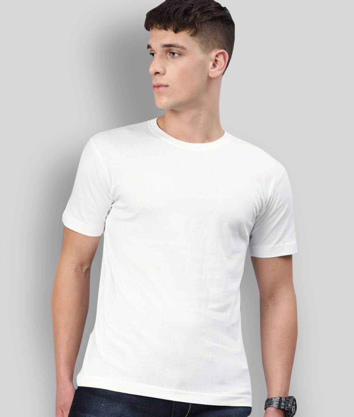 Be Awara - White Cotton Relaxed Fit Men's T-Shirt ( Pack of 1 ) Be Awara - White Cotton Relaxed Fit Men's T-Shirt ( Pack of 1 )