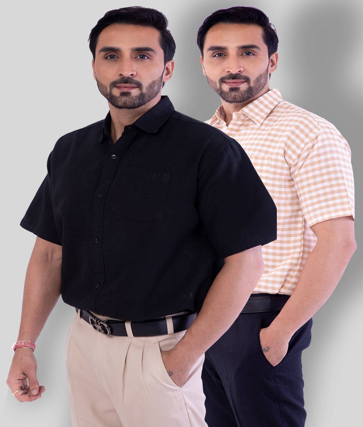     			DESHBANDHU DBK - Multicolor Cotton Regular Fit Men's Casual Shirt (Pack of 2 )