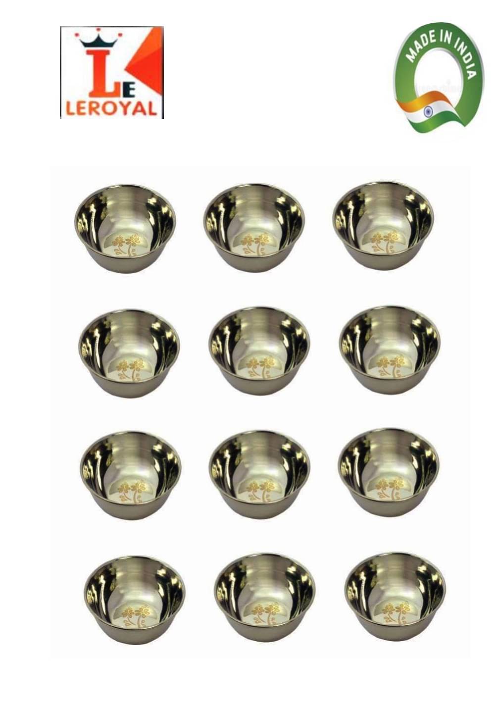 LEROYAL 12 Pcs Stainless Steel Cereal Bowl 200 mL LEROYAL 12 Pcs Stainless Steel Cereal Bowl 200 mL