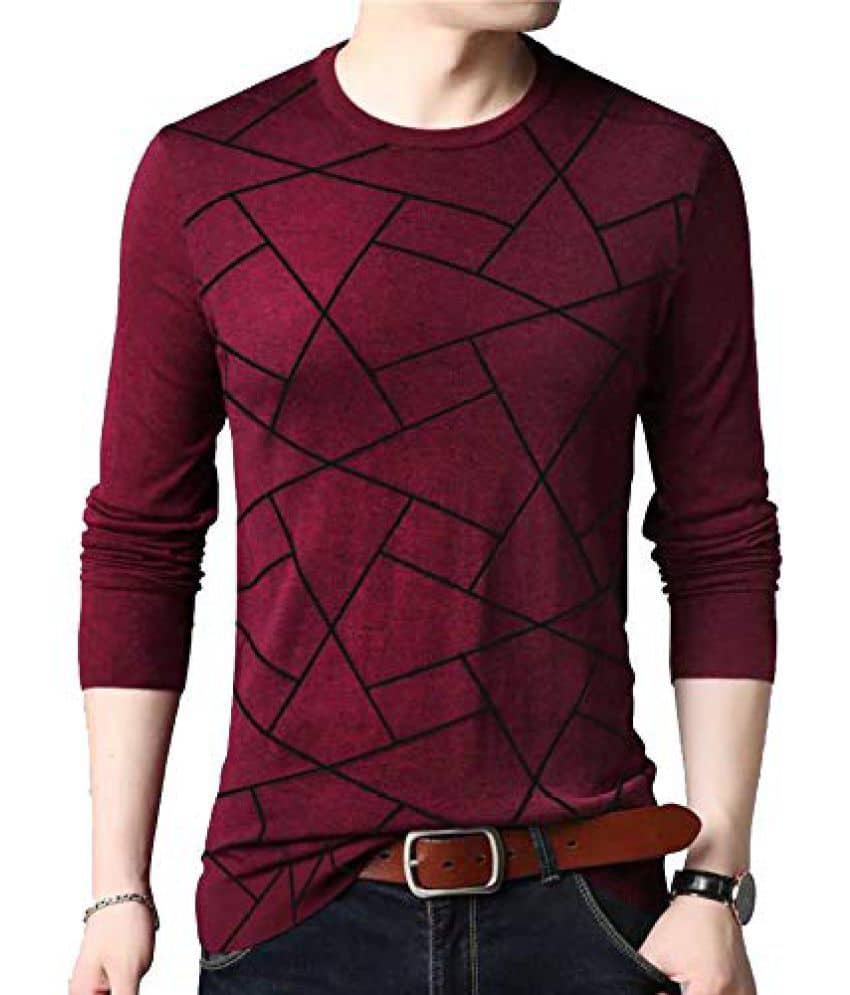 Leotude Pack of 1 Cotton Blend Regular Fit Men's T-Shirt ( Maroon )