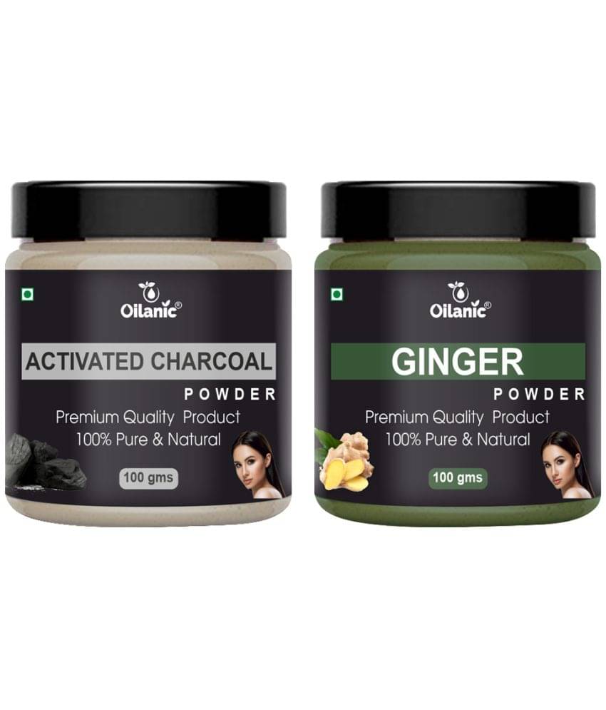     			Oilanic 100% Activated Charcoal Powder & Ginger Powder For Skincare Hair Mask 200 g Pack of 2