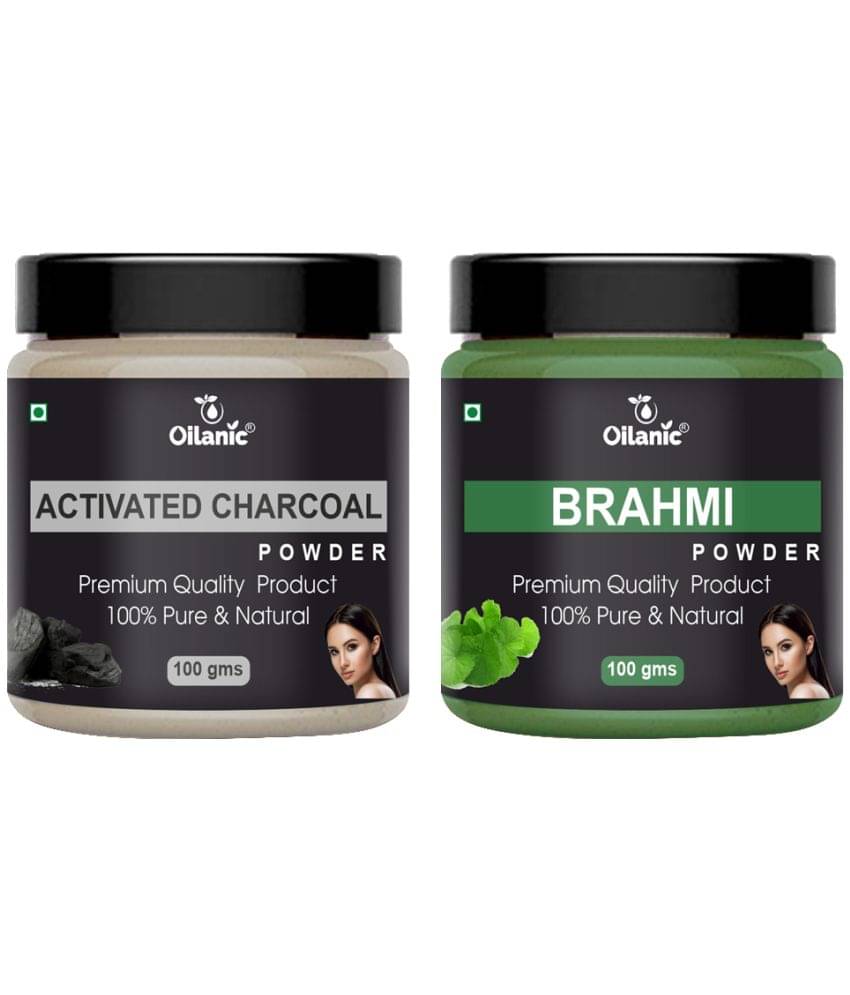 Oilanic 100% Activated Charcoal Powder & Brahmi Powder For Skincare Hair Mask 200 g Pack of 2 Oilanic 100% Activated Charcoal Powder & Brahmi Powder For Skincare Hair Mask 200 g Pack of 2