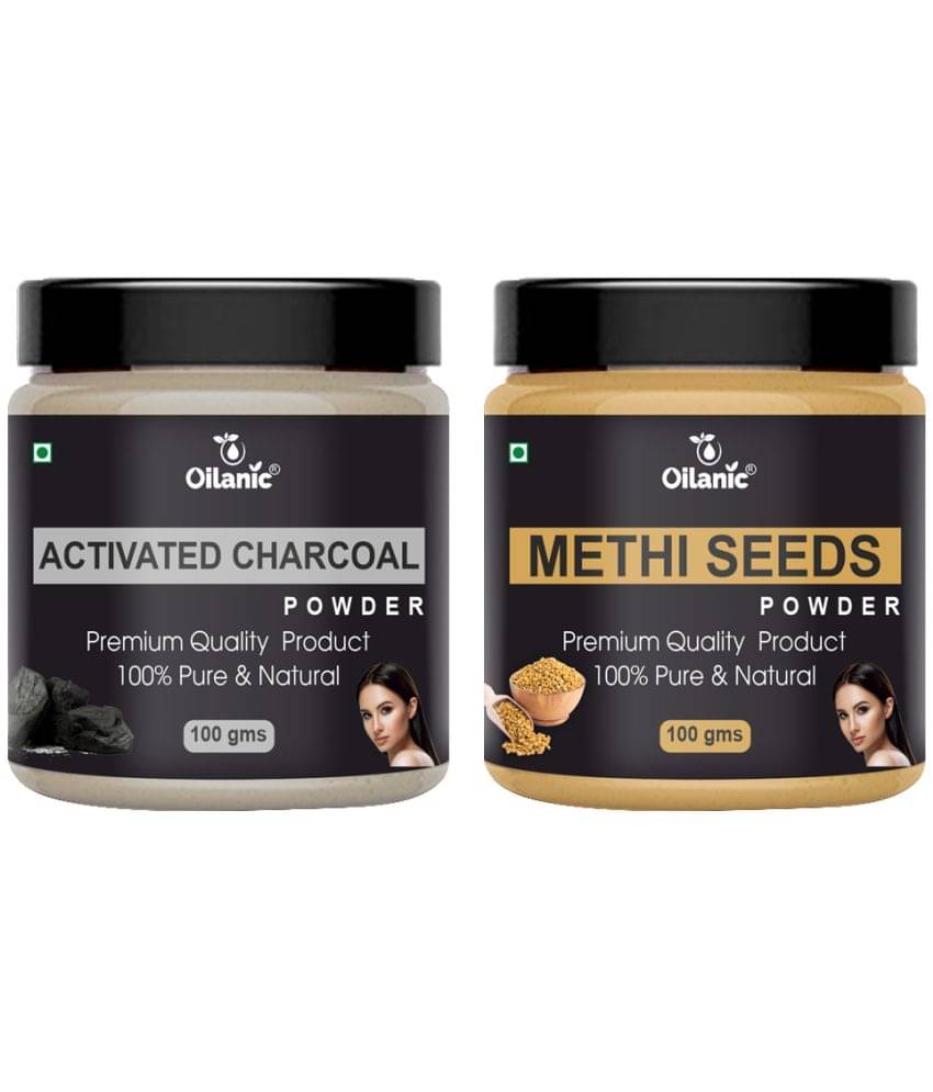 Oilanic 100% Activated Charcoal Powder & Methi Powder For Skincare Hair Mask 200 g Pack of 2     			Oilanic 100% Activated Charcoal Powder & Methi Powder For Skincare Hair Mask 200 g Pack of 2