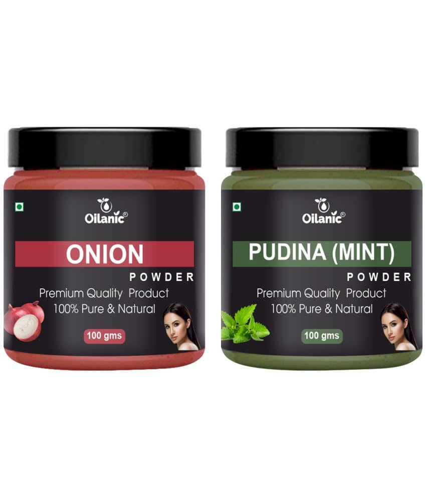 Oilanic 100% Pure Onion Powder & Pudina Powder For Skincare Hair Mask 200 g Pack of 2